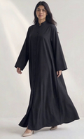 Safa Button-Front Abaya in Black | AYAAT Dubai