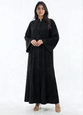 Sama Structured Button-Front Abaya in Black | AYAAT Dubai