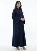 Sama Structured Button-Front Abaya in Navy Blue | AYAAT Dubai
