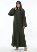 Sama Structured Button-Front Abaya in Olive Green | AYAAT Dubai