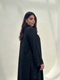 Hana Open-Front Lace Abaya in Black | AYAAT Dubai